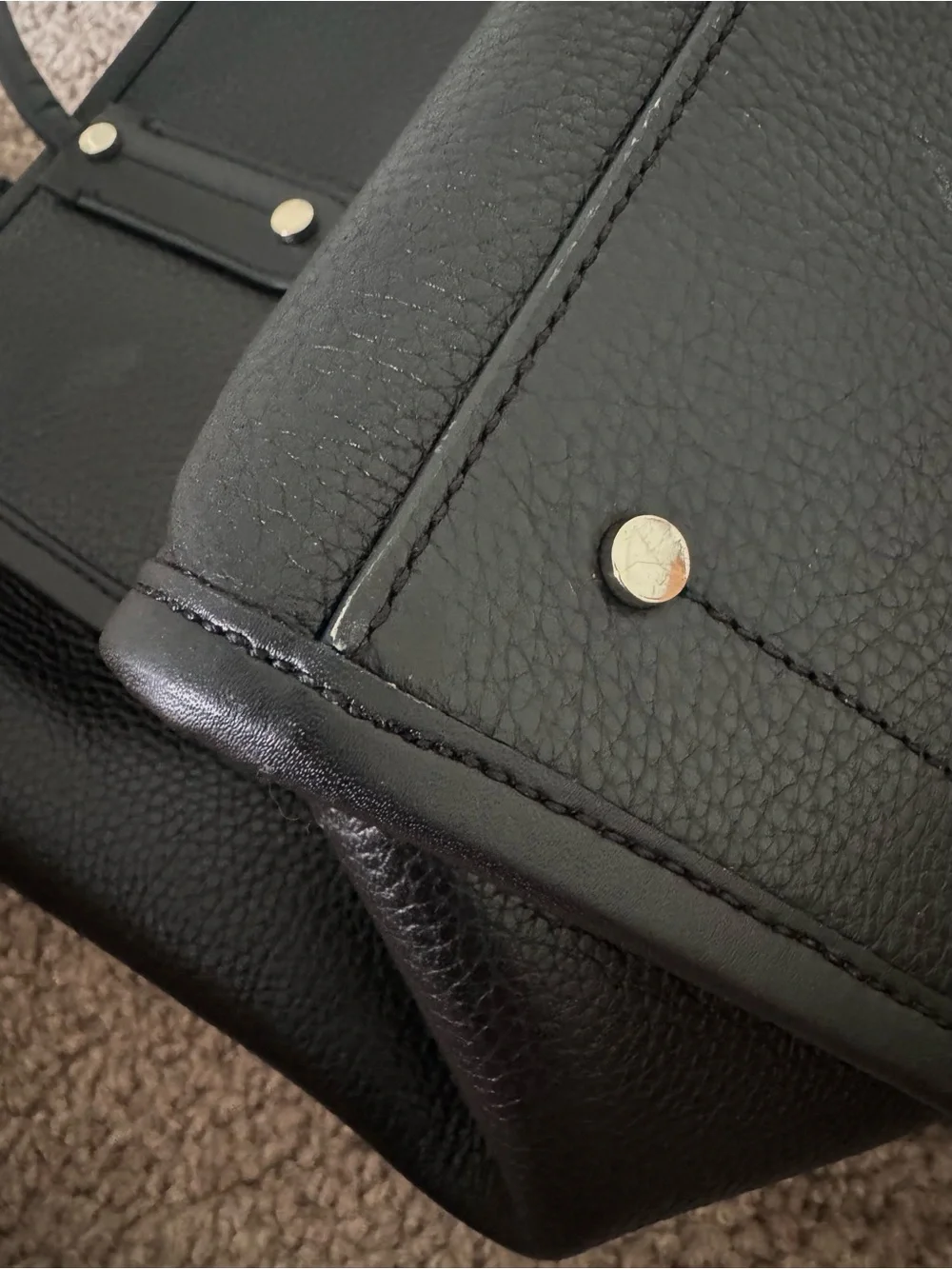 Kate Spade Ella Tote Black Pebbled Leather Logo with White Print